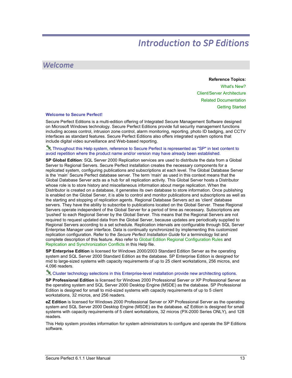 Introduction to sp editions, Welcome | GE v6 User Manual | Page 15 / 269