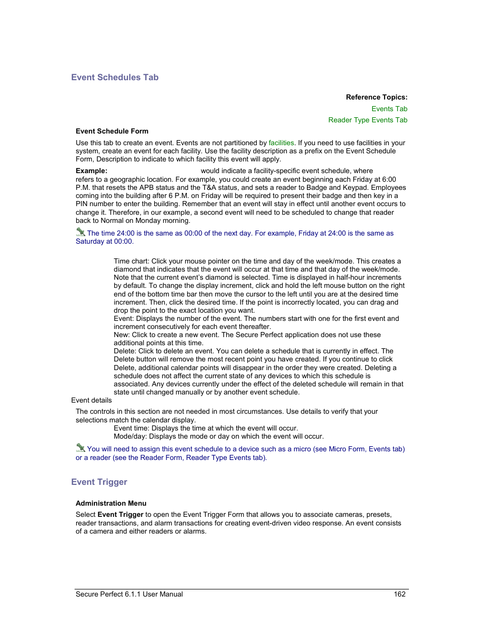 Event schedules tab, Event trigger, Event schedule | S tab | GE v6 User Manual | Page 164 / 269