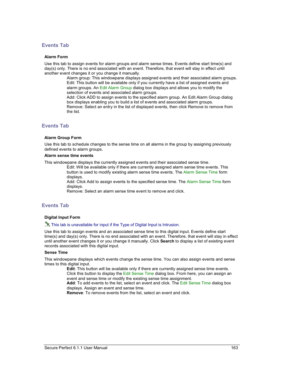 Events tab | GE v6 User Manual | Page 165 / 269