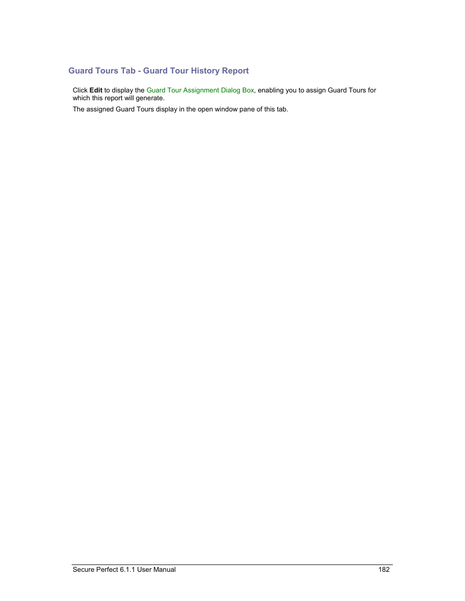 Guard tours tab - guard tour history report | GE v6 User Manual | Page 184 / 269