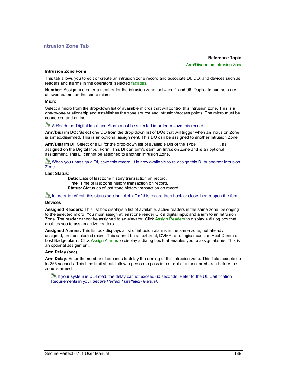 Intrusion zone tab | GE v6 User Manual | Page 191 / 269
