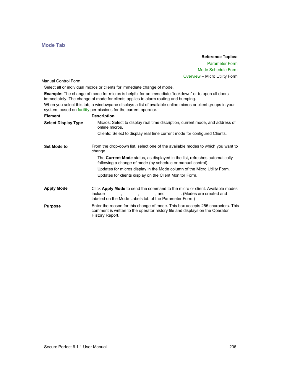 Mode tab | GE v6 User Manual | Page 208 / 269