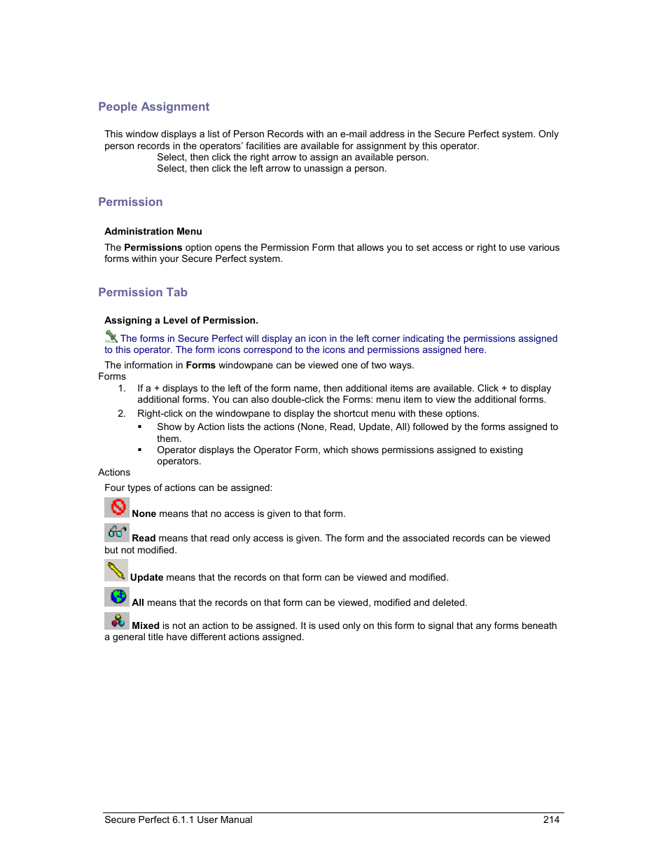 People assignment, Permission, Permission tab | GE v6 User Manual | Page 216 / 269