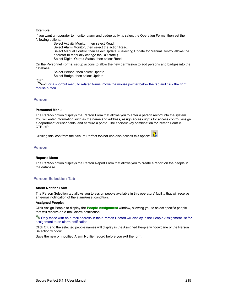 Person, Person selection tab | GE v6 User Manual | Page 217 / 269
