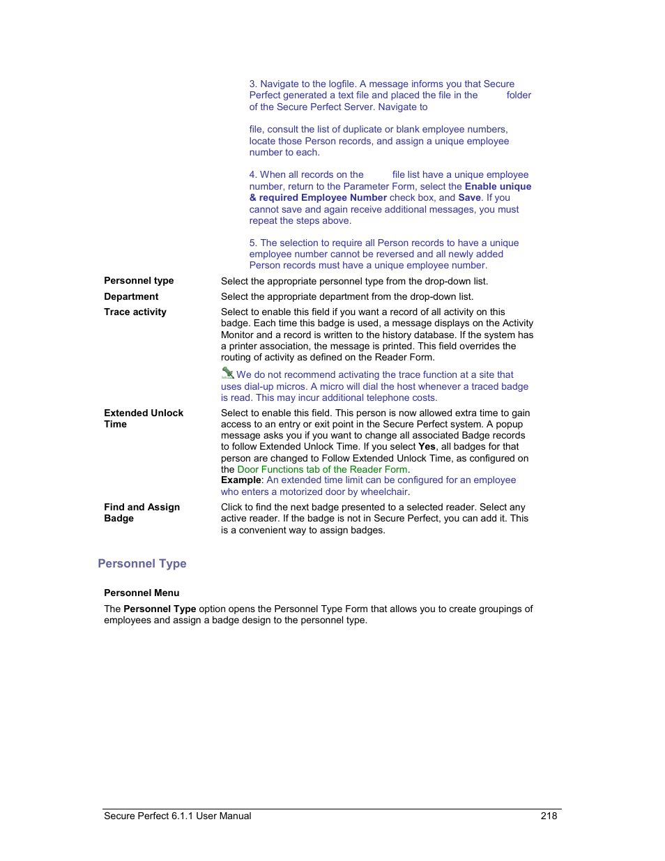 Personnel type, Personnel type tab | GE v6 User Manual | Page 220 / 269