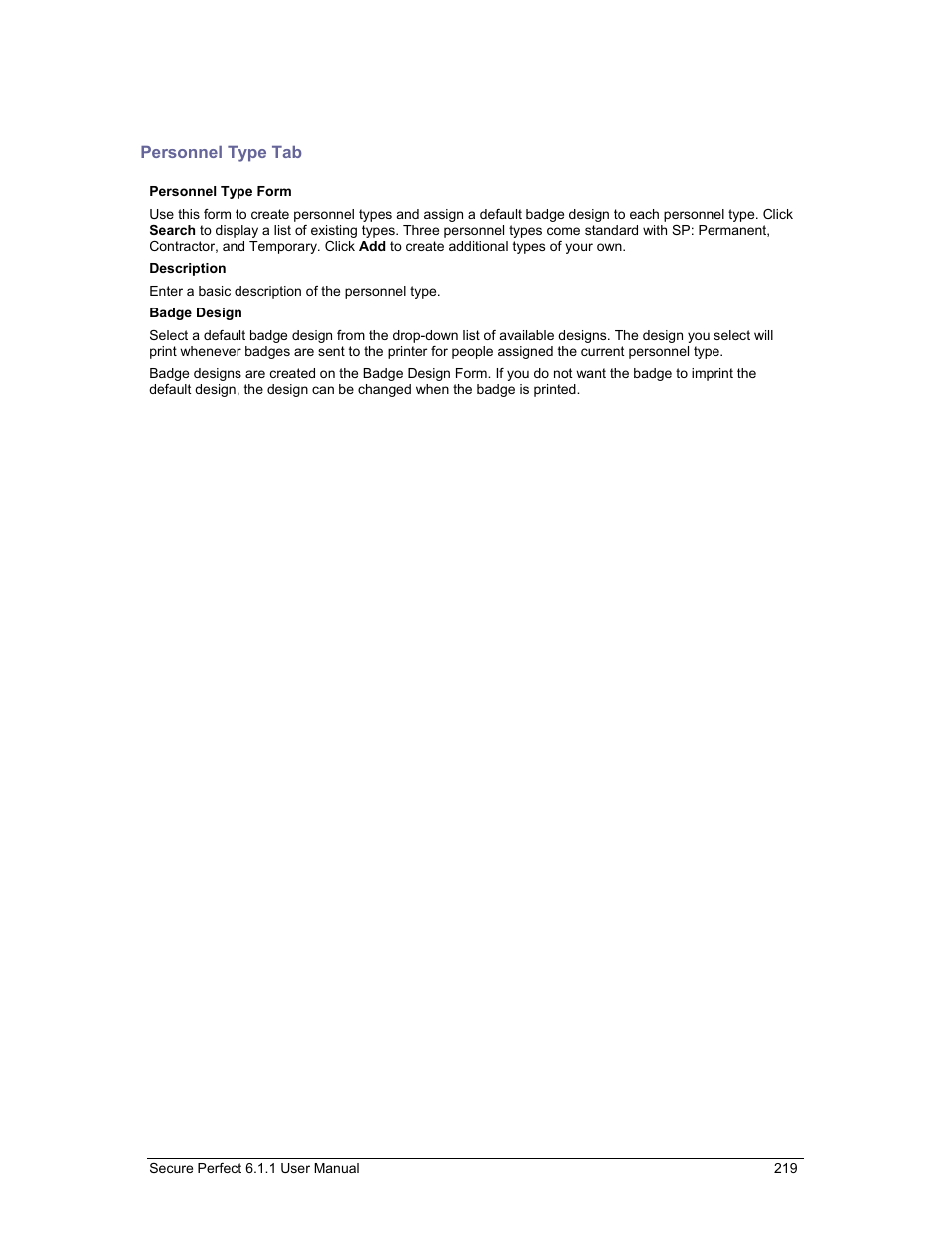 Personnel type tab | GE v6 User Manual | Page 221 / 269