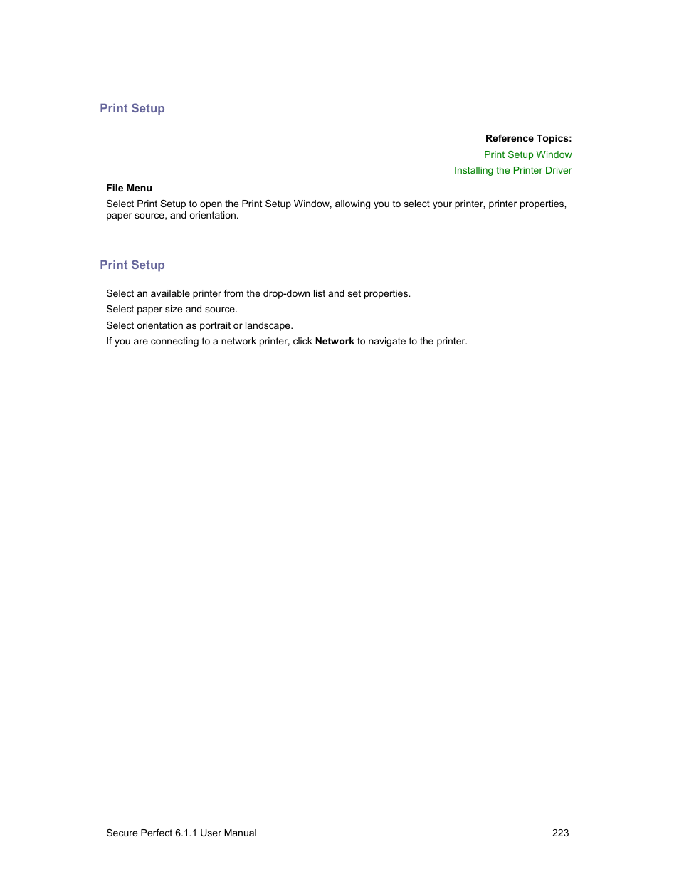 Print setup | GE v6 User Manual | Page 225 / 269