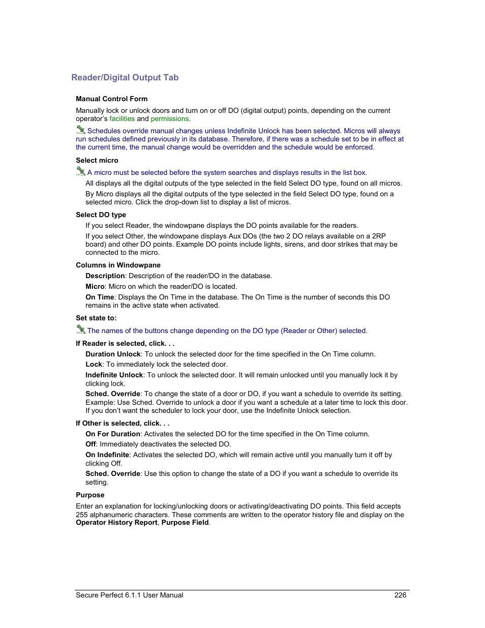 Reader/digital output tab | GE v6 User Manual | Page 228 / 269