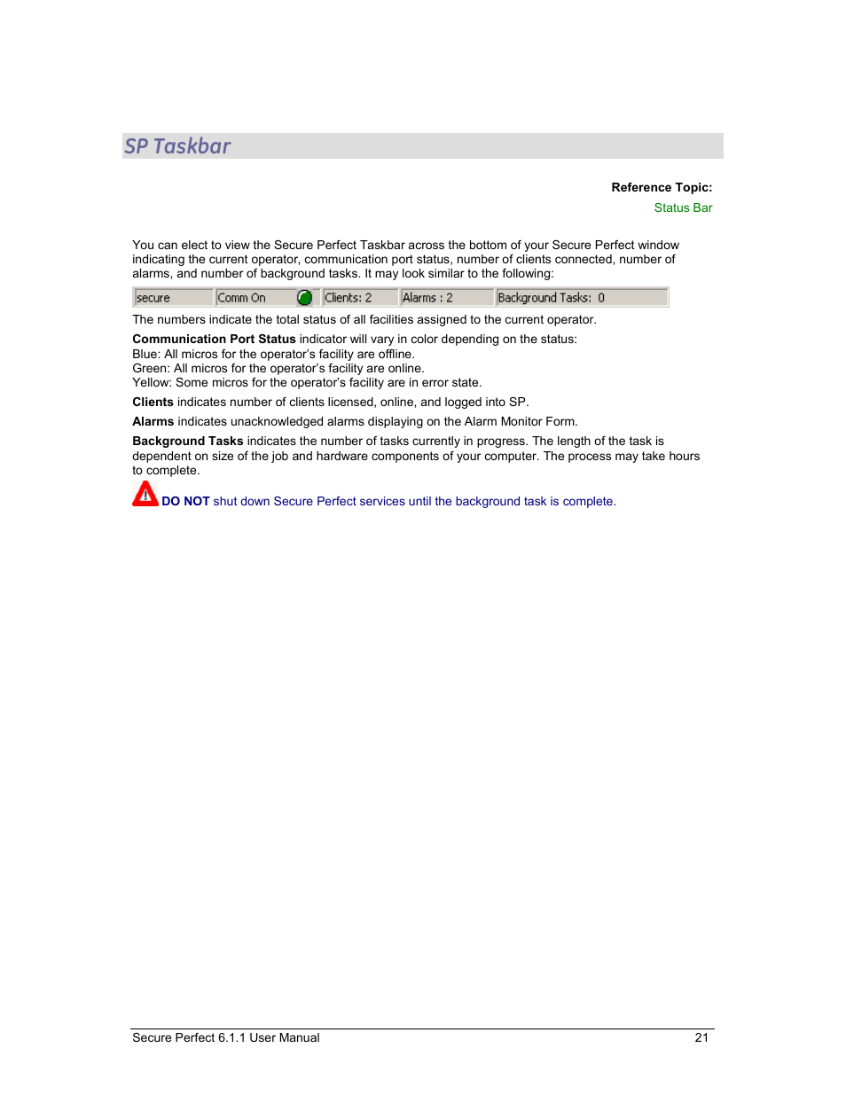 Sp taskbar | GE v6 User Manual | Page 23 / 269