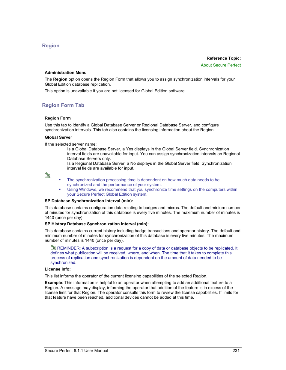 Region, Region form tab | GE v6 User Manual | Page 233 / 269