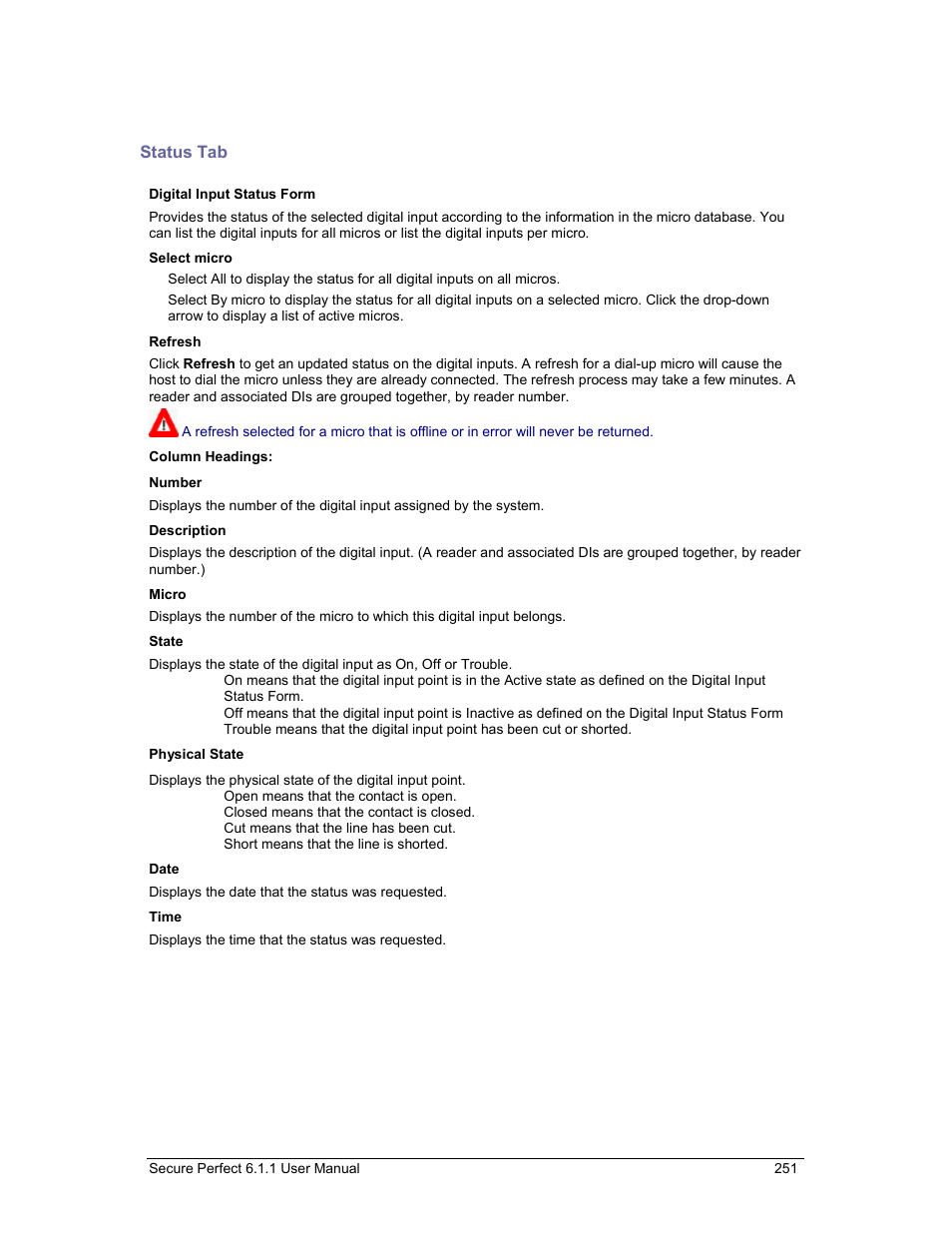 Status tab, Digital input status tab | GE v6 User Manual | Page 253 / 269