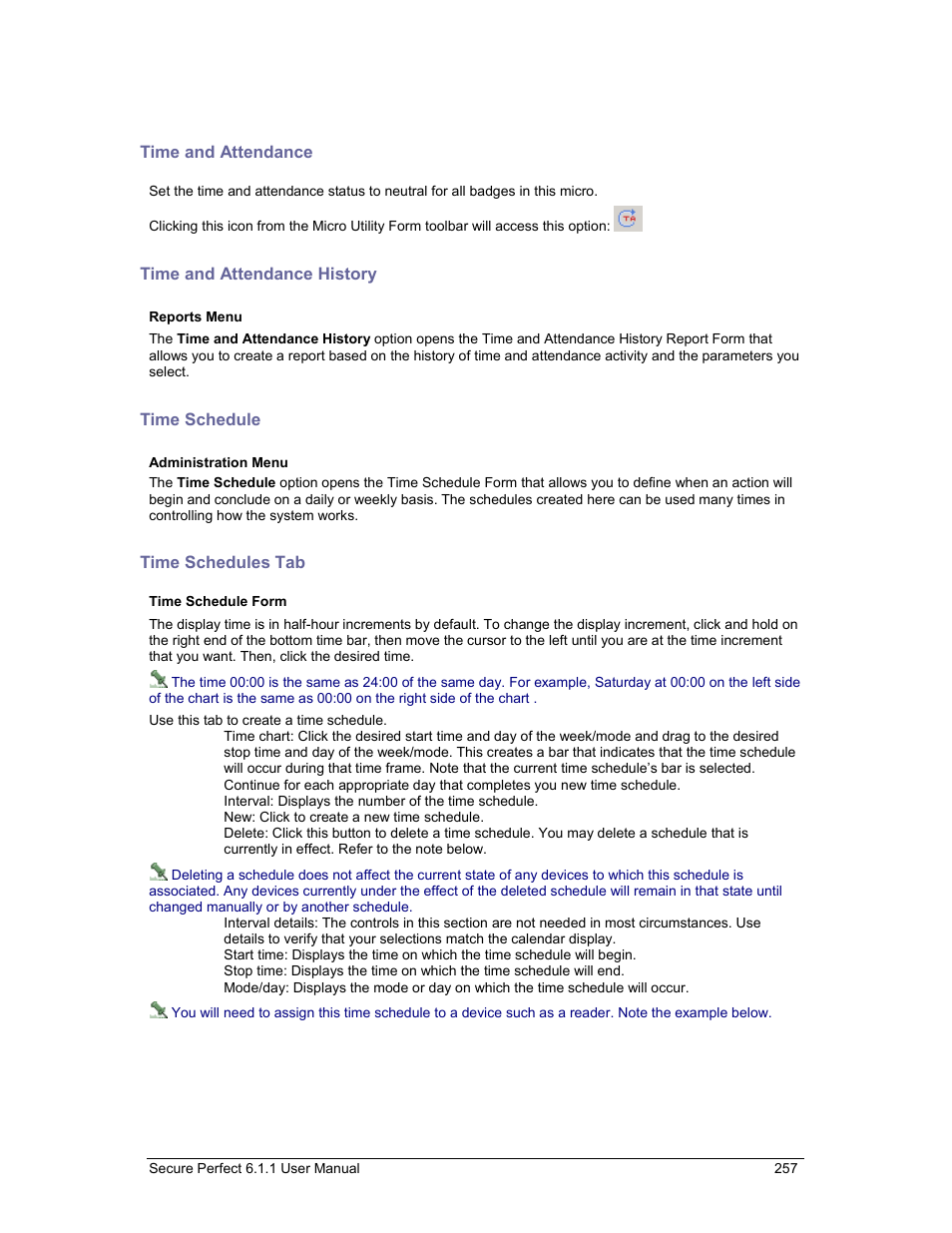 Time and attendance, Time and attendance history, Time schedule | Time schedules tab, Template, Set the | GE v6 User Manual | Page 259 / 269