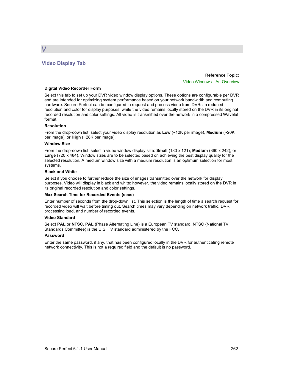 Video display tab | GE v6 User Manual | Page 264 / 269