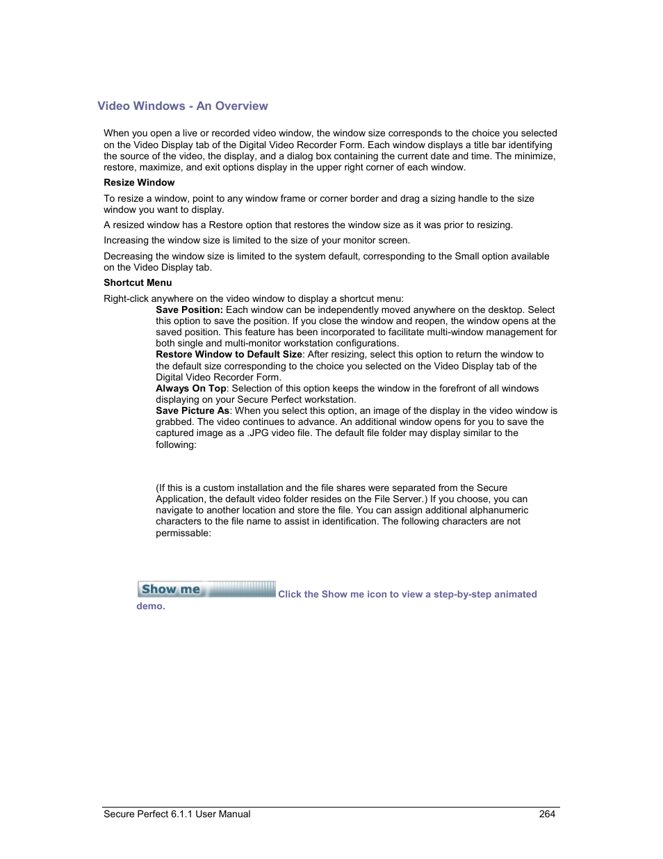 Video windows - an overview, Video windows overview, R to | Video windows, An overview, Topic i, Fer to, For w | GE v6 User Manual | Page 266 / 269