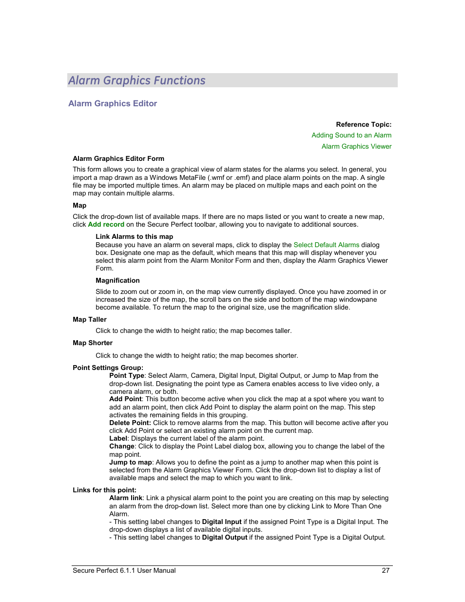 Alarm graphics functions, Alarm graphics editor | GE v6 User Manual | Page 29 / 269