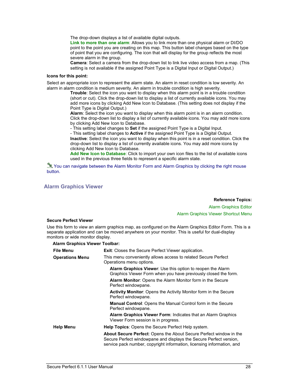 Alarm graphics viewer, Disp | GE v6 User Manual | Page 30 / 269