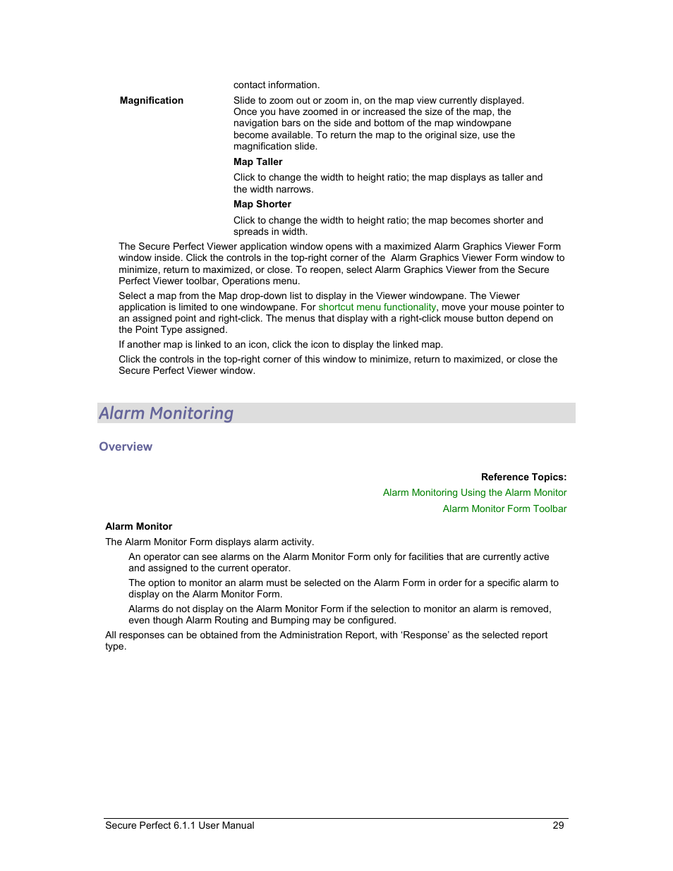 Alarm monitoring, Overview, Alarm monitor form | GE v6 User Manual | Page 31 / 269