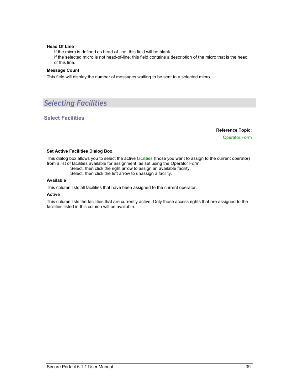 Selecting facilities, Select facilities | GE v6 User Manual | Page 41 / 269