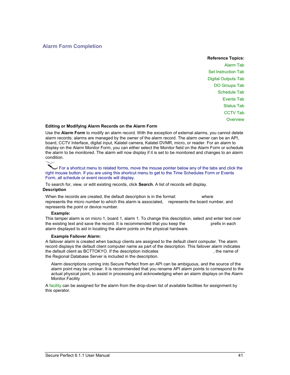 Alarm form completion, Alarm records | GE v6 User Manual | Page 43 / 269