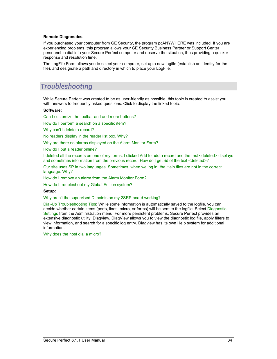 Troubleshooting, Overview - diagnostics | GE v6 User Manual | Page 86 / 269