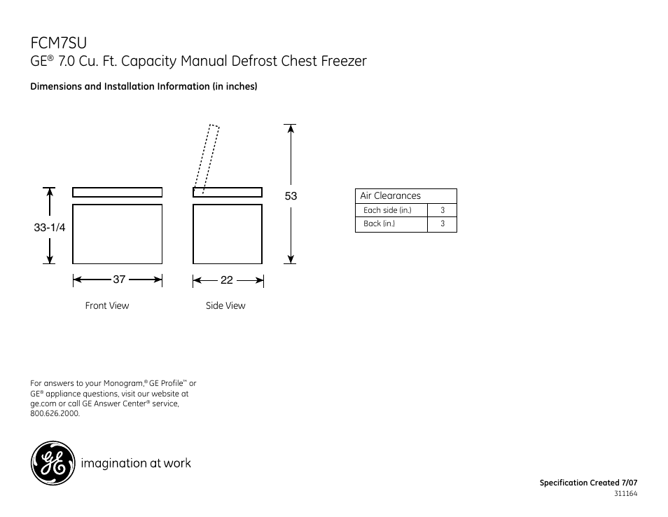 GE FCM7SU User Manual | 2 pages