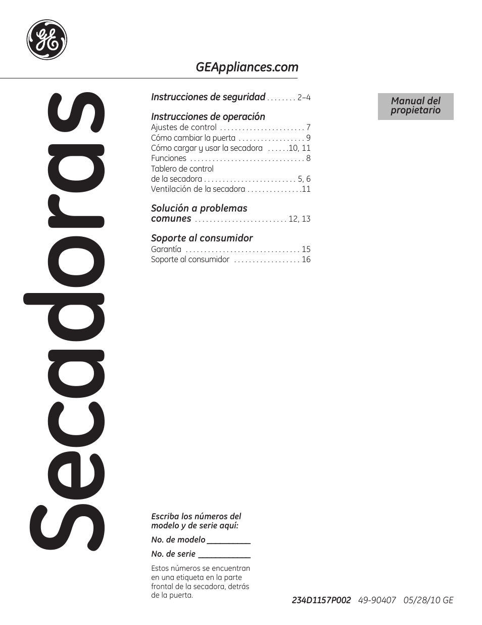 90407 sp, Se ca do ras | GE 49-90407 User Manual | Page 17 / 32