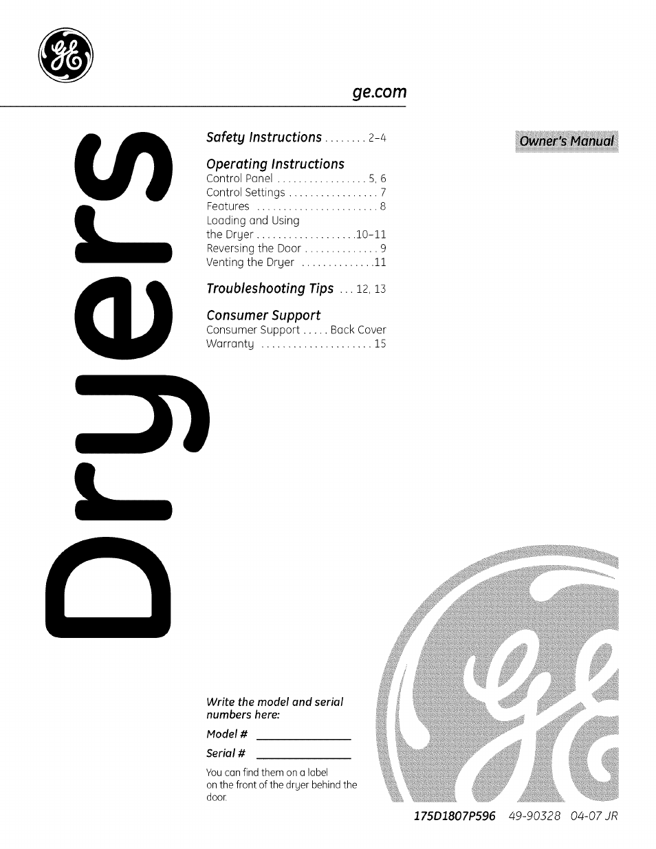 GE 175D1807P596 User Manual | 16 pages