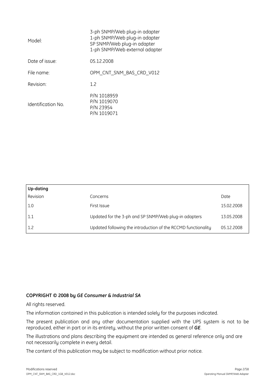 GE 1019070 User Manual | Page 2 / 58