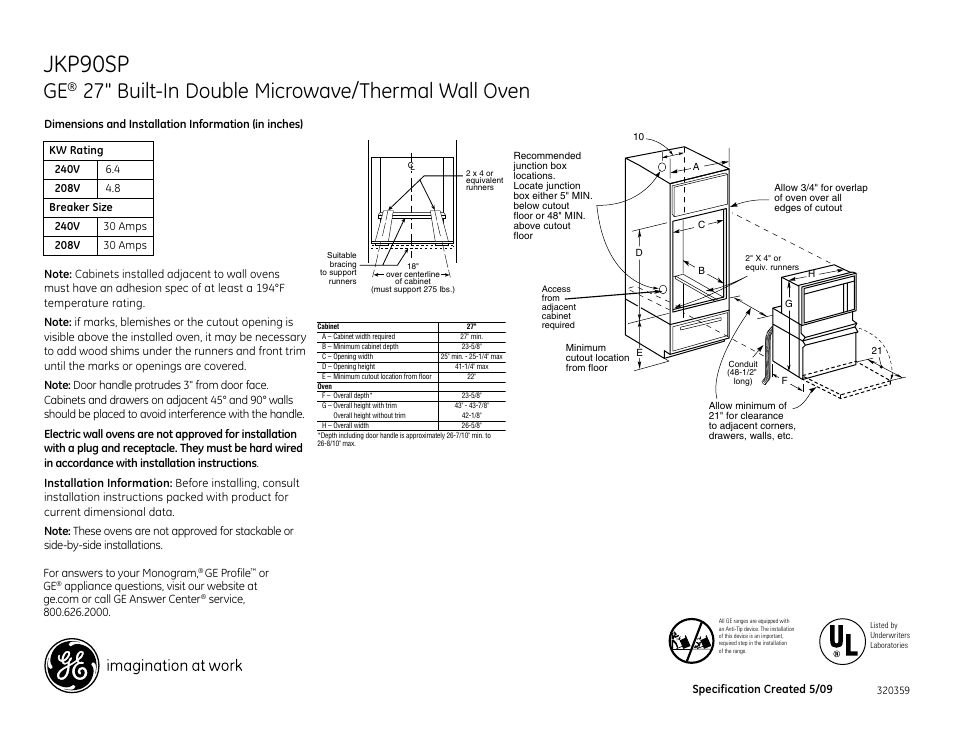 GE JKP90SP User Manual | 2 pages