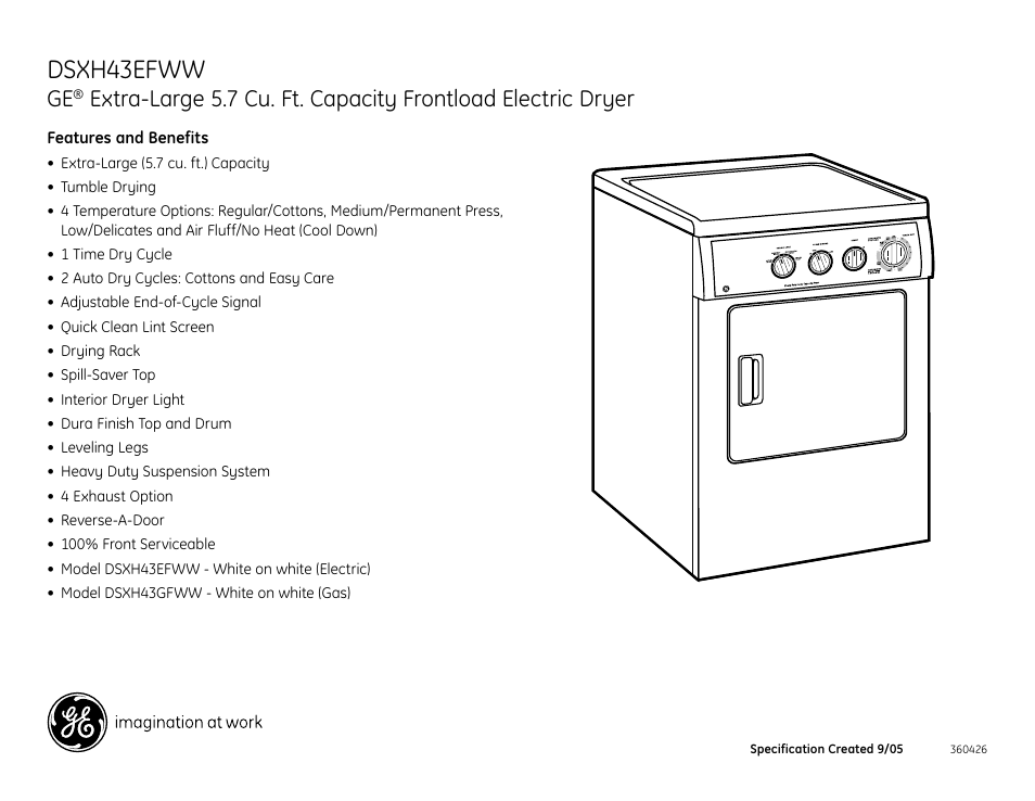 Dsxh43efww | GE DSXH43EFWW User Manual | Page 4 / 4