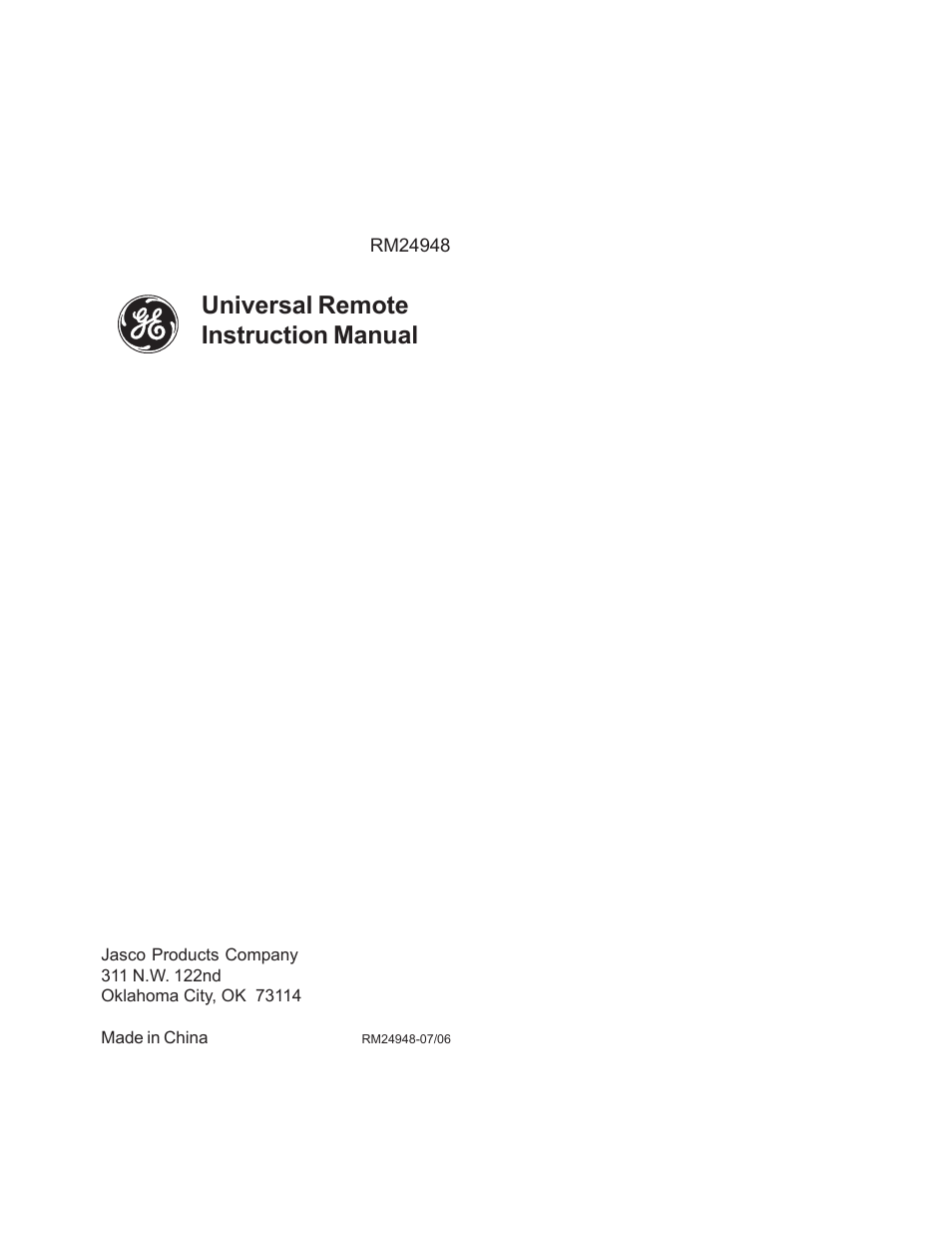 Universal remote instruction manual | GE RM24948 User Manual | Page 7 / 7