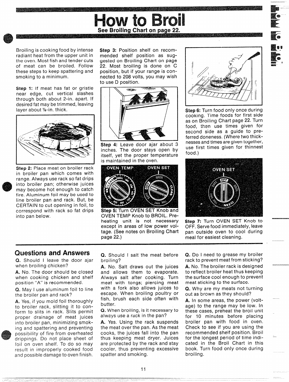 How to broil, Questions and answers | GE JBP87GD User Manual | Page 13 / 27