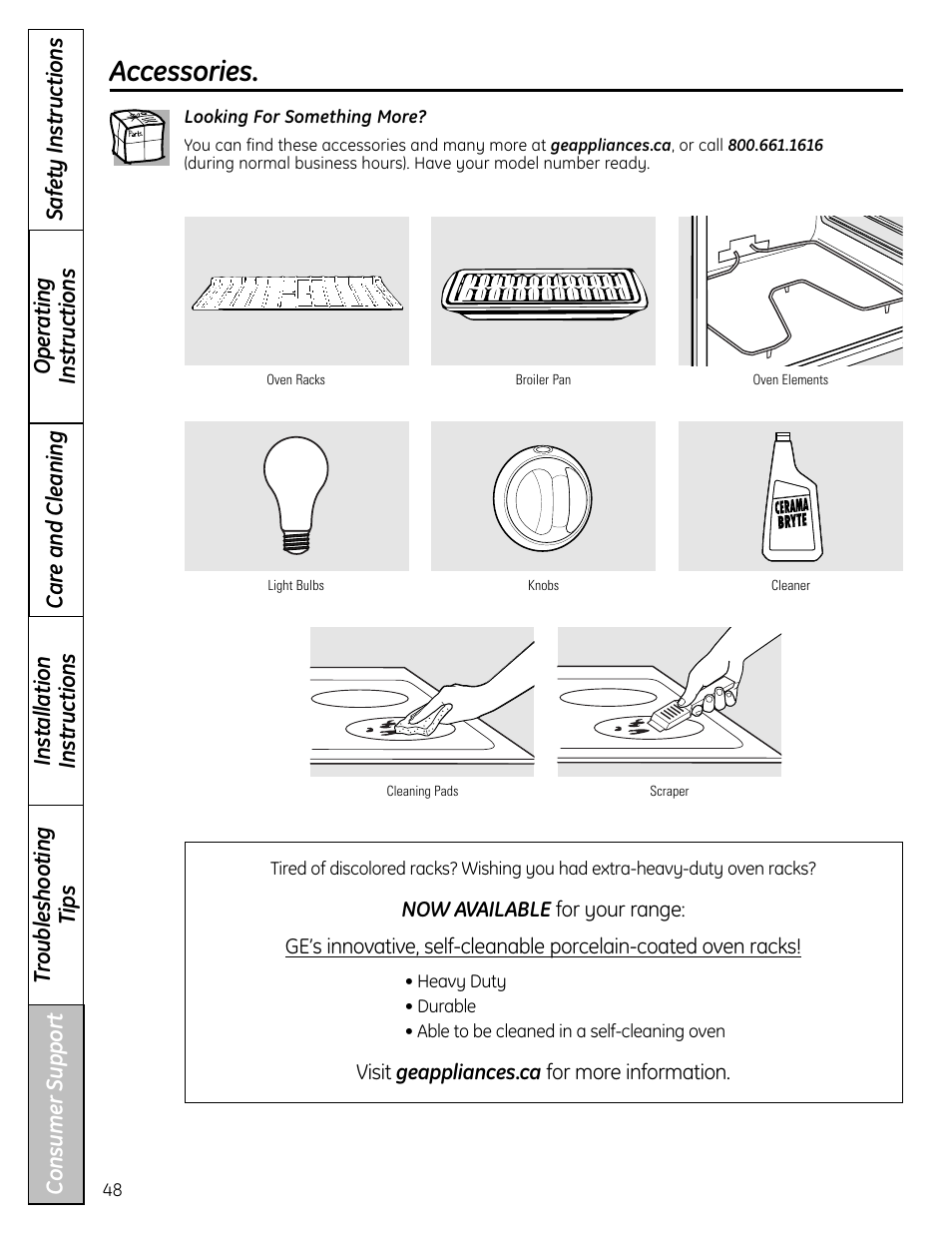 Accessories | GE 1 CBC980 User Manual | Page 48 / 52