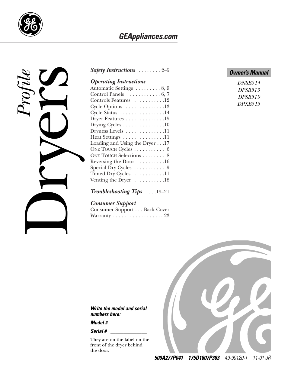 GE DNSB514 User Manual | 24 pages