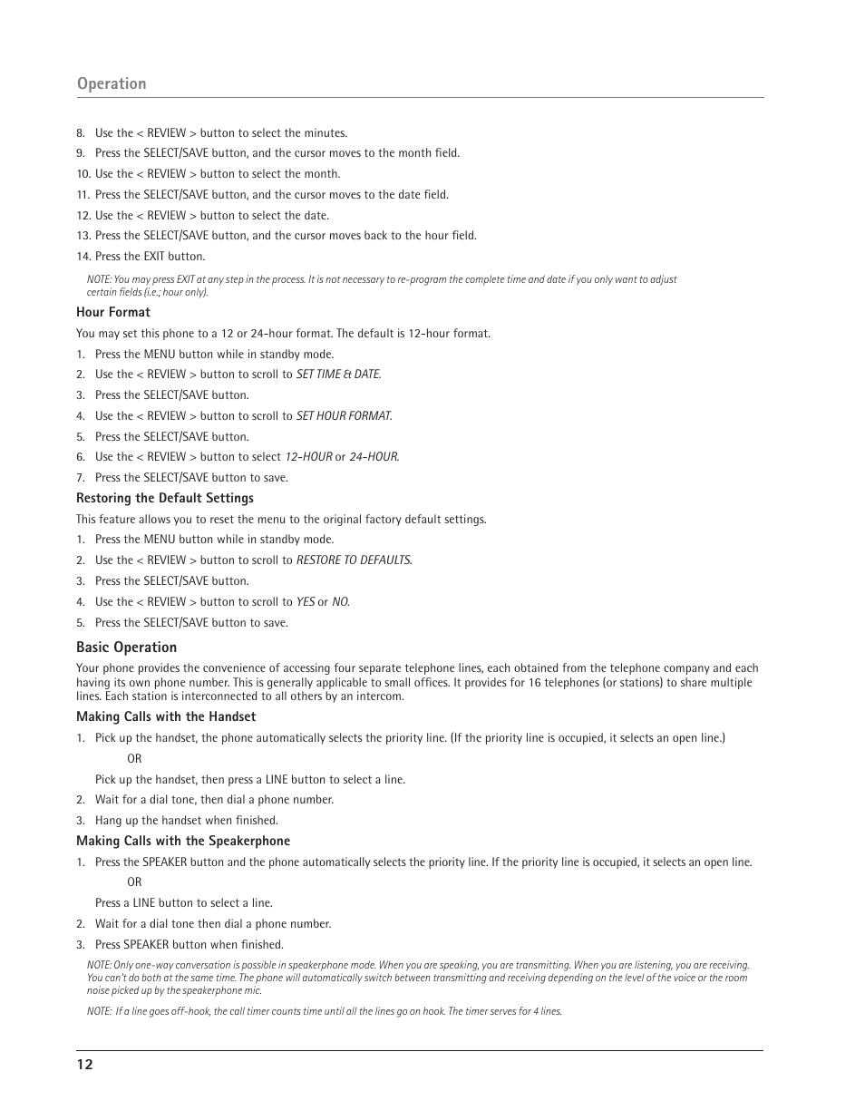 Operation | GE 25414 User Manual | Page 12 / 25