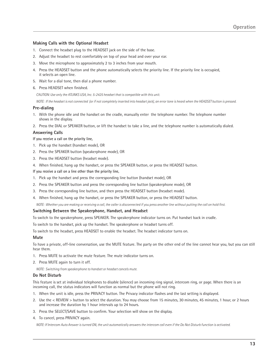 Operation | GE 25414 User Manual | Page 13 / 25