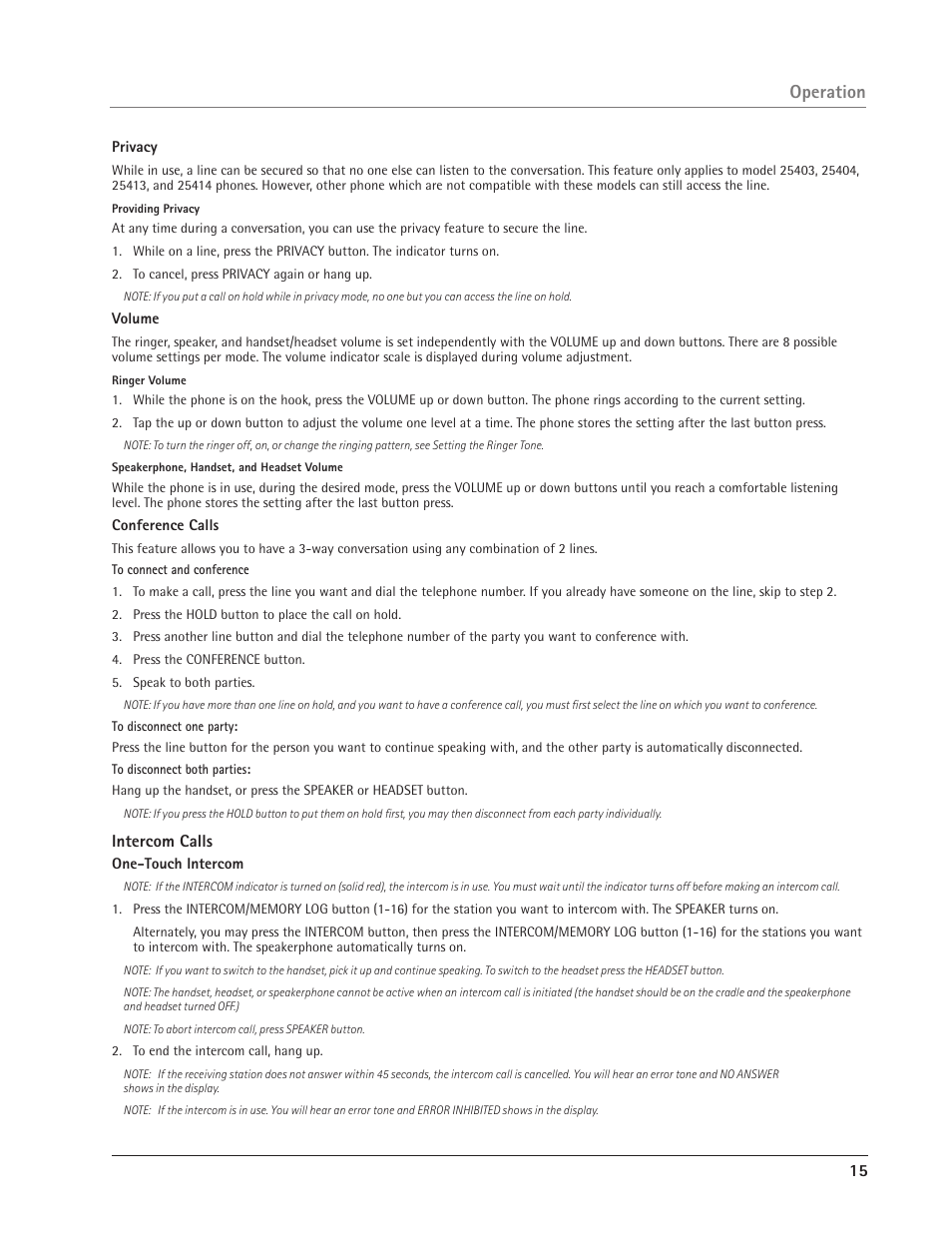 Operation | GE 25414 User Manual | Page 15 / 25