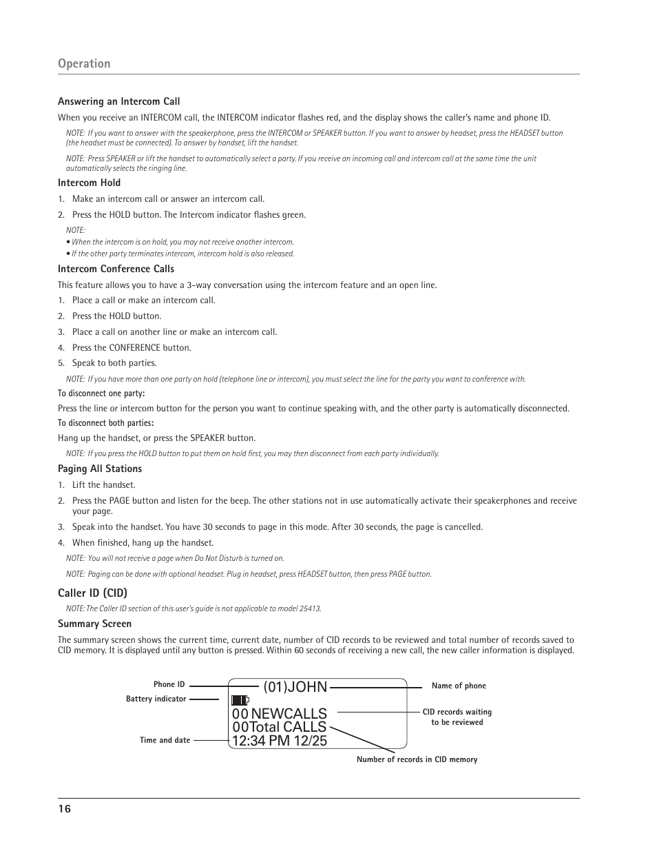 Operation | GE 25414 User Manual | Page 16 / 25