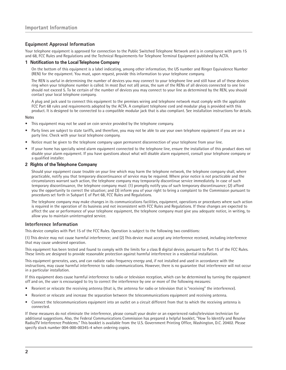 Important information | GE 25414 User Manual | Page 2 / 25
