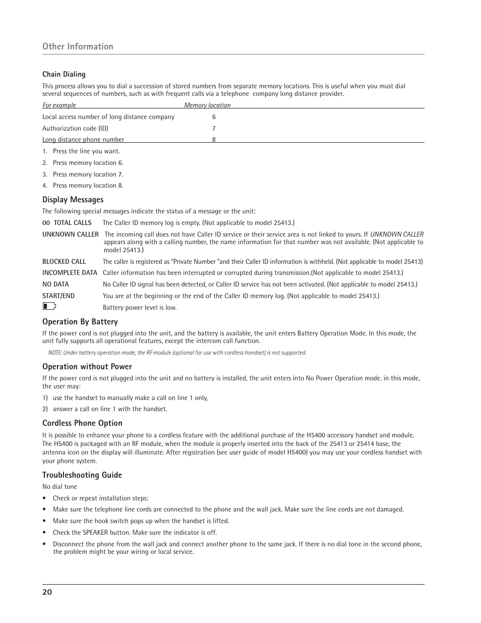 Other information | GE 25414 User Manual | Page 20 / 25