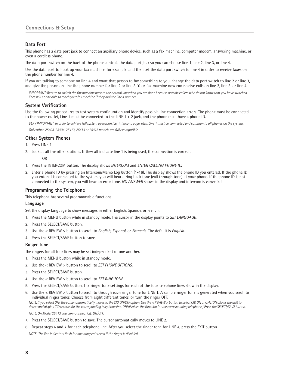 Connections & setup | GE 25414 User Manual | Page 8 / 25