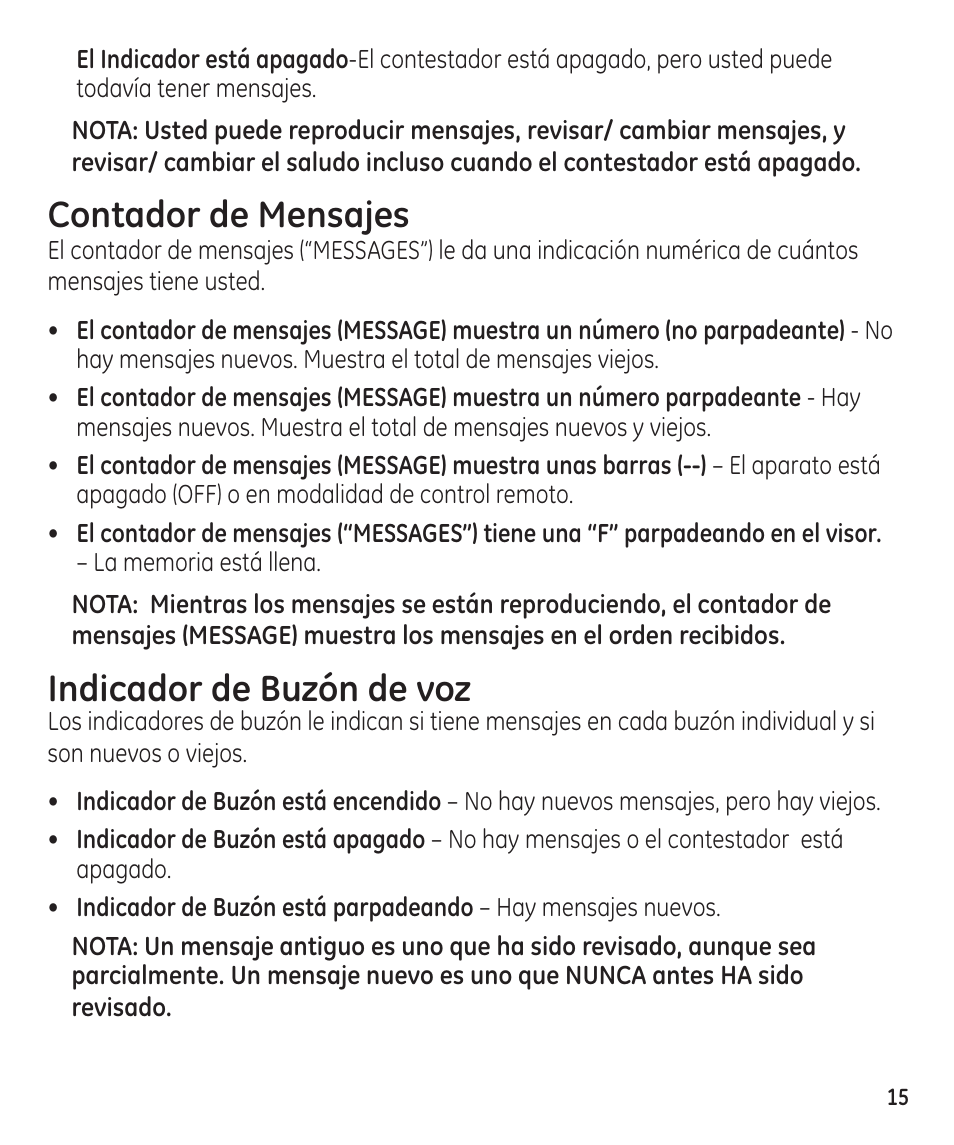 Contador de mensajes, Indicador de buzón de voz | GE 29861 User Manual | Page 43 / 56