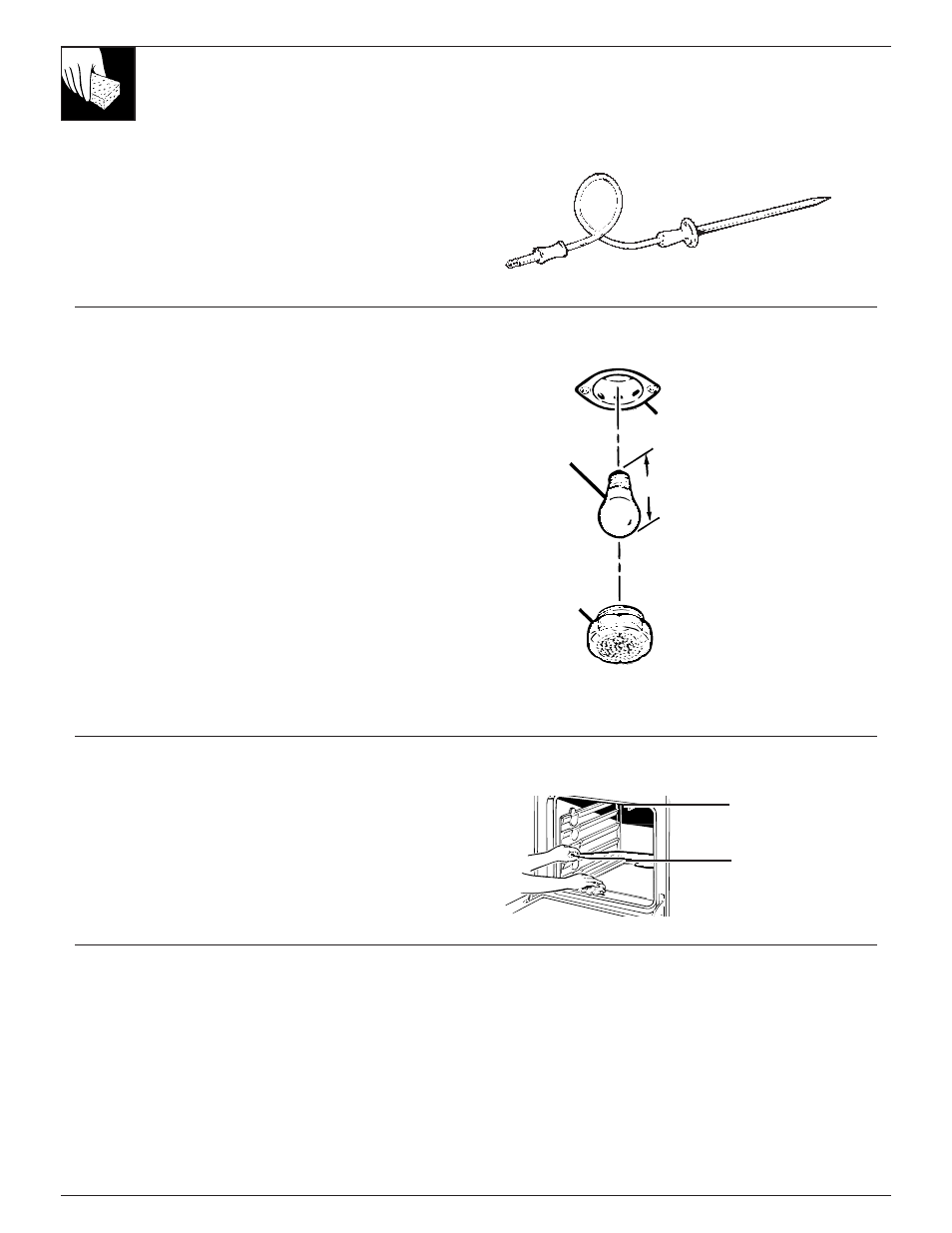 Oven light bulb, Probe, Care and cleaning | Oven heating elements, Control panel | GE 164D2966P205-1 User Manual | Page 36 / 40