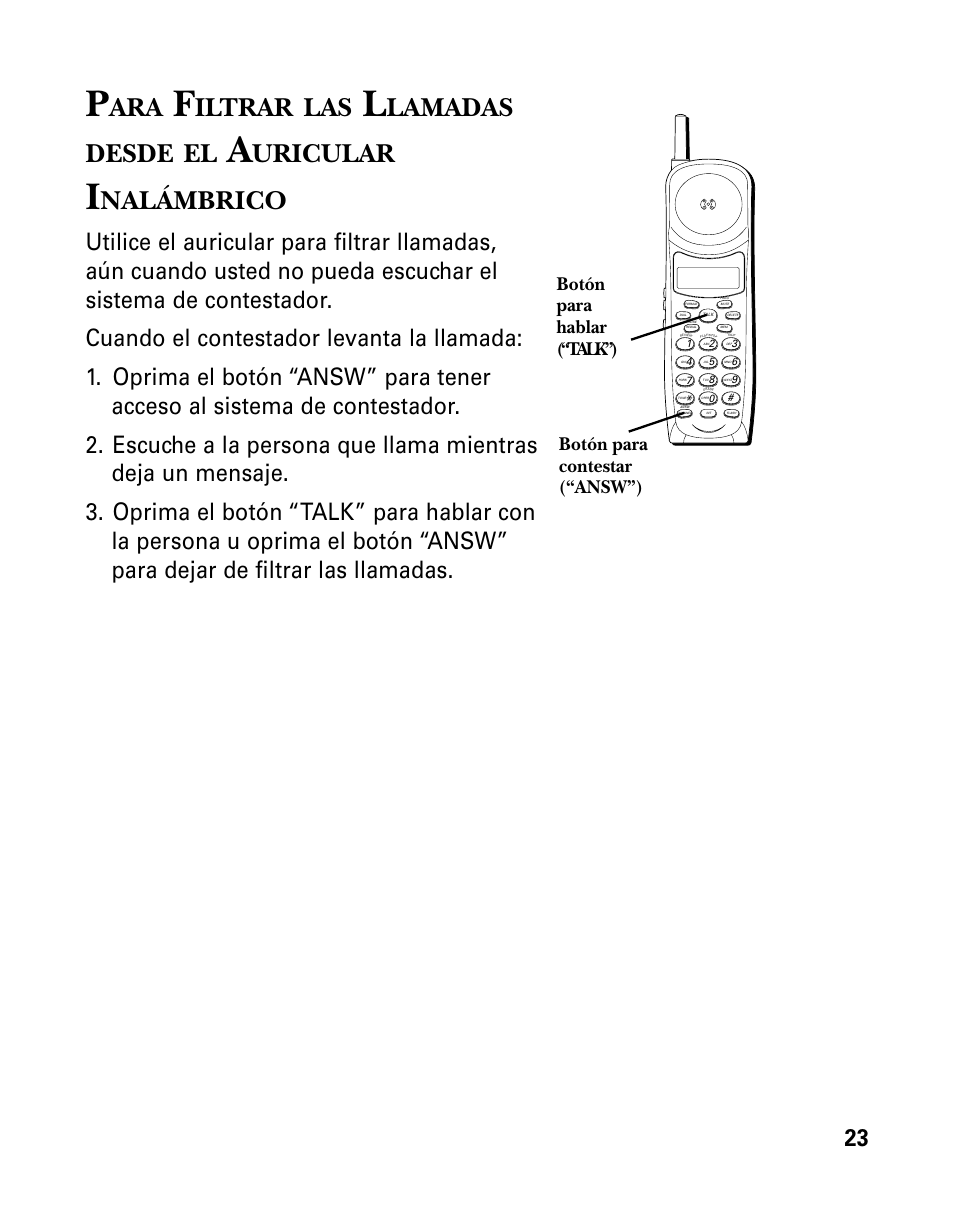 Iltrar, Lamadas desde, Uricular | Nalámbrico | GE 26958 User Manual | Page 111 / 176