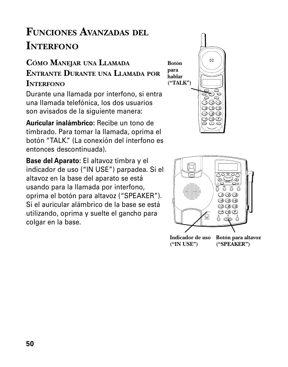 Unciones, Vanzadas, Nterfono | Anejar, Lamada, Ntrante, Urante | GE 26958 User Manual | Page 138 / 176