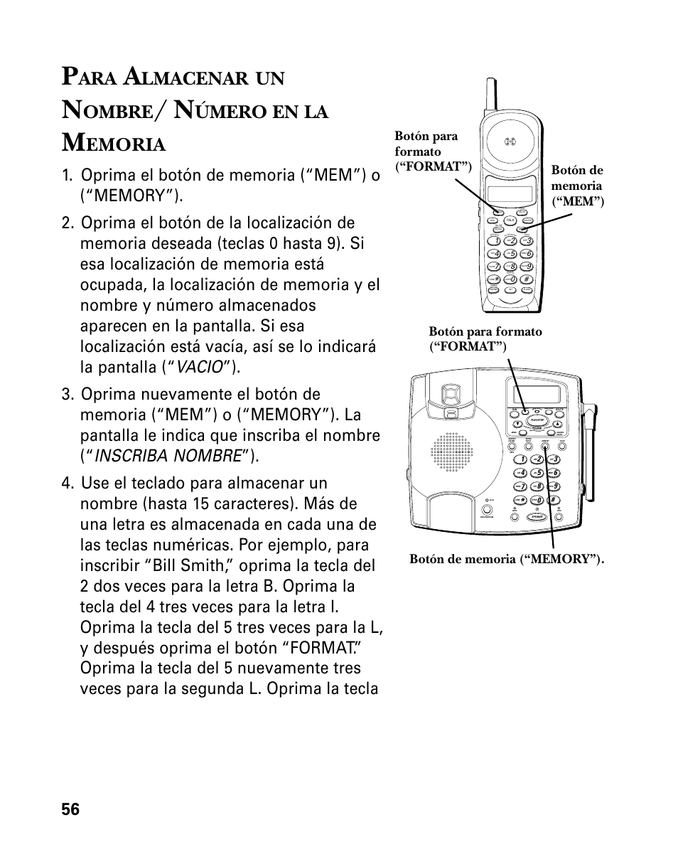 Lmacenar, Ombre, Úmero | Emoria | GE 26958 User Manual | Page 144 / 176