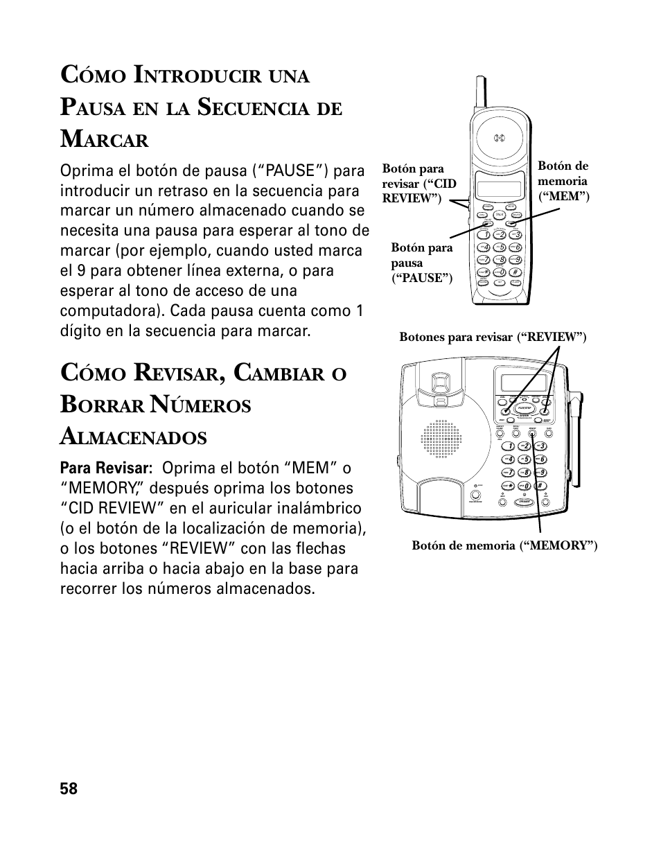 Ntroducir, Ausa, Ecuencia | Arcar, Evisar, Ambiar, Orrar, Úmeros, Lmacenados | GE 26958 User Manual | Page 146 / 176