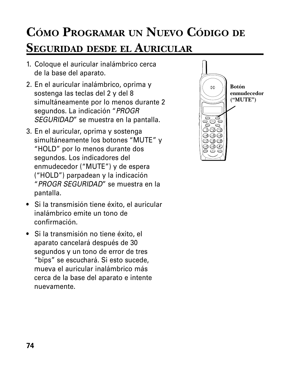 Rogramar, Uevo, Ódigo | Eguridad, Desde, Uricular | GE 26958 User Manual | Page 162 / 176