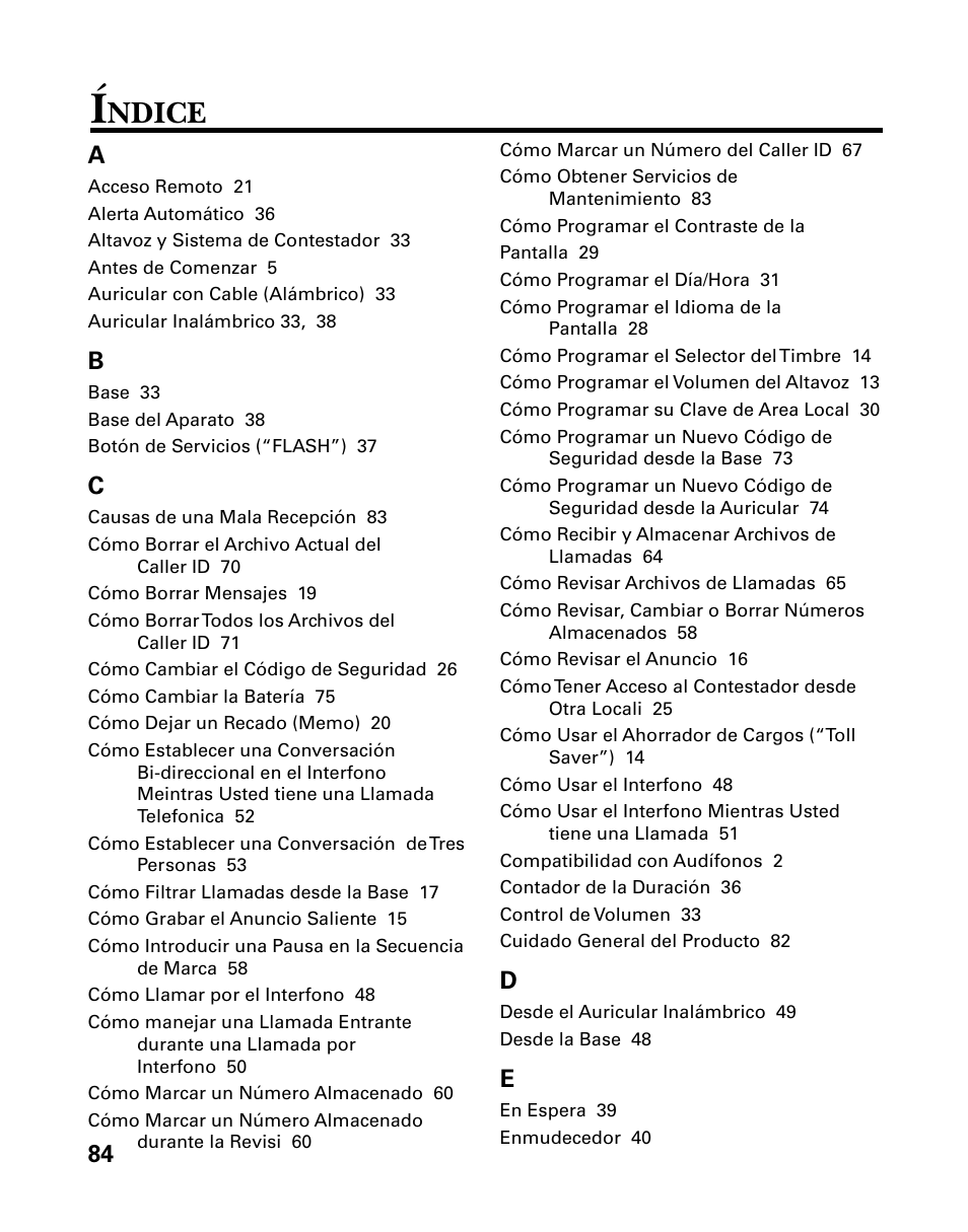 Ndice | GE 26958 User Manual | Page 172 / 176