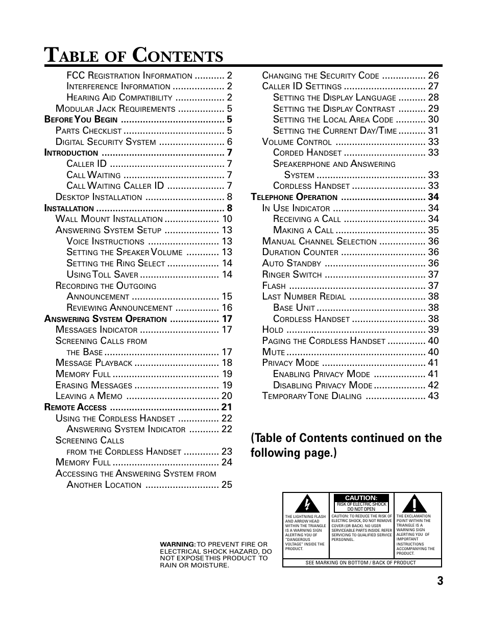 Able, Ontents | GE 26958 User Manual | Page 3 / 176